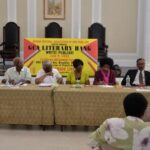 From left to right Muriel Glasgow, Charles Liverpool, Percy Haynes, Yvonne Mc Callum, Prof