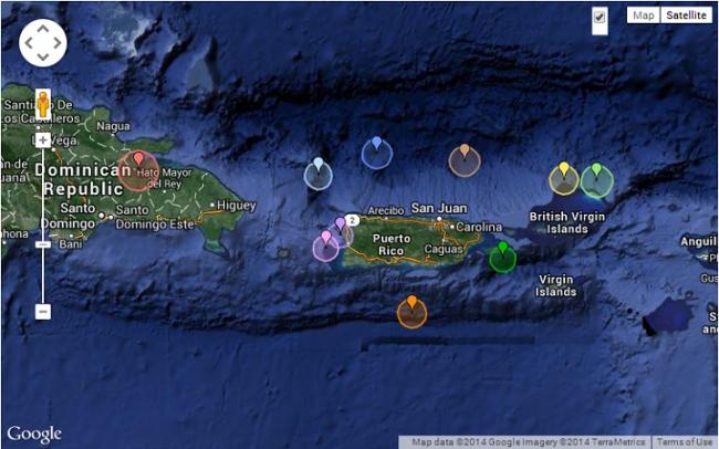 Earthquakes that occurred in the Caribbean today March 01, 2014