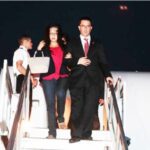 Jorge Arreaza ariving in Barbados accompanied by Virginia Rosa Chavez