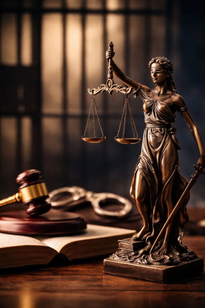Lady Justice with gavel and handcuffs