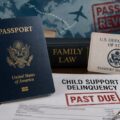 U.S. passport rests beside legal and financial documents, symbolizing the growing connection between international travel privileges and child support enforcement policies